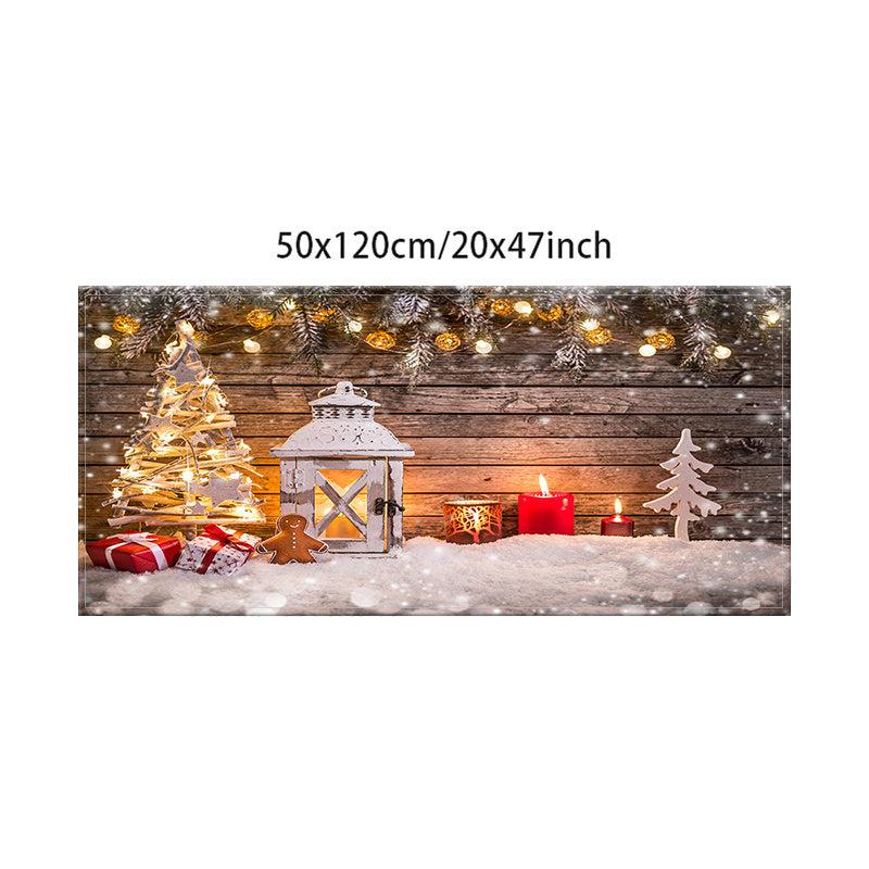 Christmas Doormat Snow Lighthouse Rug Waterproof Non-Slip Kitchen Bathroom Rug