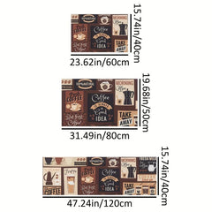 Vintage Coffee Print Fluffy Kitchen Floor Mat