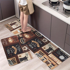 Vintage Coffee Print Fluffy Kitchen Floor Mat