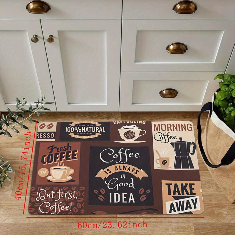 Vintage Coffee Print Fluffy Kitchen Floor Mat