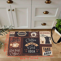 Vintage Coffee Print Fluffy Kitchen Floor Mat