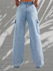 Y2K Style Flap Pockets Cargo Jeans Loose Fit
