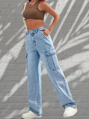 Y2K Style Flap Pockets Cargo Jeans Loose Fit