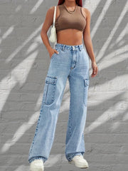 Y2K Style Flap Pockets Cargo Jeans Loose Fit