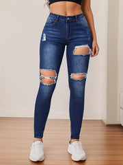 Ripped Holes Skinny Jeans Slim Fit Distressed High Stretch Tight Jeans
