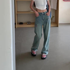 Splatter Print Baggy Jeans High Waist Wide Legs Jeans