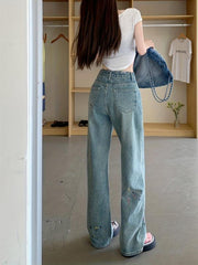 Splatter Print Baggy Jeans High Waist Wide Legs Jeans