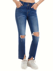 Distressed Ankle Length Jeans Women's Denim Jeans & Clothing