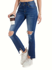 Distressed Ankle Length Jeans Women's Denim Jeans & Clothing