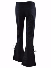 High Stretch Lace Up Side Bell Bottom Jeans Women's Denim