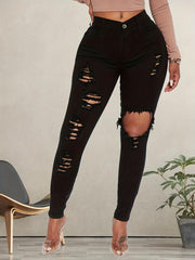High Rise Distressed Skinny Jeans High Stretch