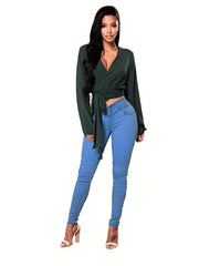 Slim Fit Skinny Jeans Mid Stretch Single Breasted Button Casual Denim Trousers