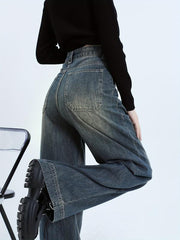 Women's High Waist Wide Leg Jeans Retro Style
