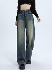 Women's High Waist Wide Leg Jeans Retro Style