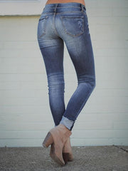 Women's Distressed Skinny Jeans High Stretch Denim Trousers