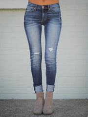 Women's Distressed Skinny Jeans High Stretch Denim Trousers