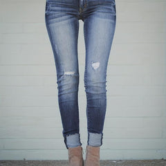 Women's Distressed Skinny Jeans High Stretch Denim Trousers