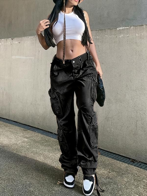 Cargo Denim Pants Loose Fit Non Stretch Y2K & Kpop Style