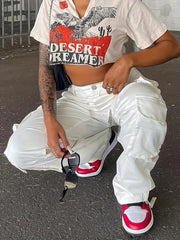 Cargo Denim Pants Loose Fit Non Stretch Y2K & Kpop Style