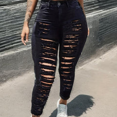 Distressed Mid Stretch Skinny Jeans Street Style