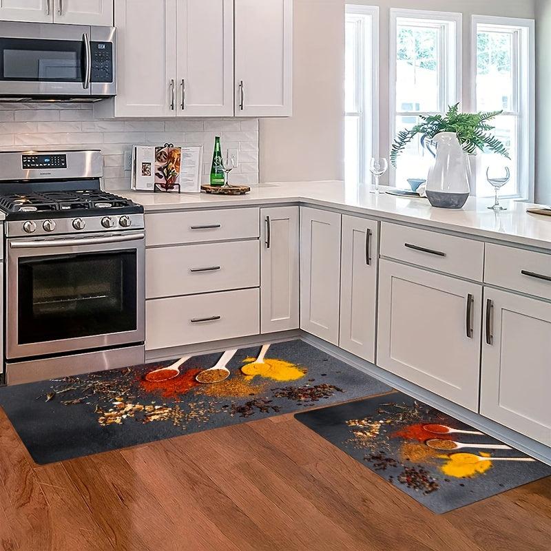 2pcs Cushioned Anti Fatigue Kitchen Rug Waterproof Non Slip Runner Bedside Rug