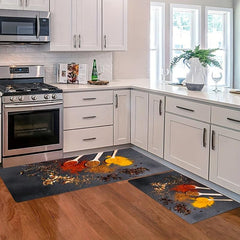 2pcs Cushioned Anti Fatigue Kitchen Rug Waterproof Non Slip Runner Bedside Rug