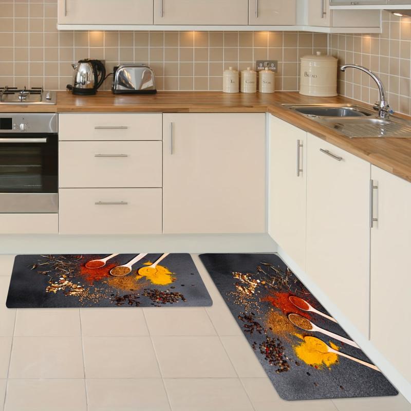 2pcs Cushioned Anti Fatigue Kitchen Rug Waterproof Non Slip Runner Bedside Rug