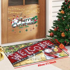 Christmas Snowman Welcome Door Mat Non Slip Indoor Rug Bedroom Decor