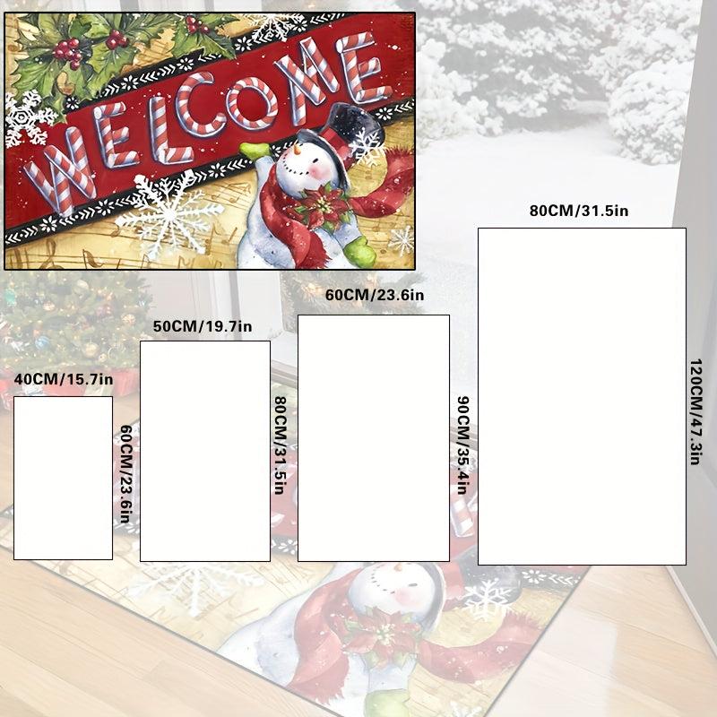 Christmas Snowman Welcome Door Mat Non Slip Indoor Rug Bedroom Decor