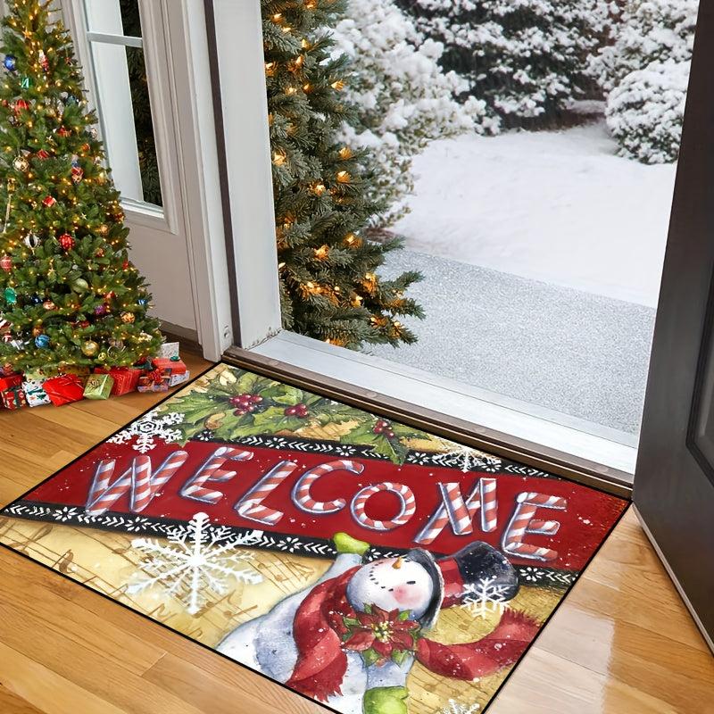Christmas Snowman Welcome Door Mat Non Slip Indoor Rug Bedroom Decor