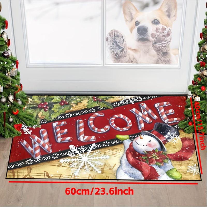 Christmas Snowman Welcome Door Mat Non Slip Indoor Rug Bedroom Decor