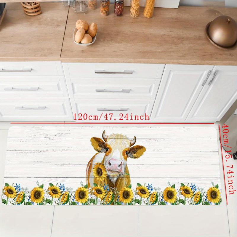 Rustic Sunflower Kitchen Floor Mat Anti Slip Hallway Balcon Polyester Carpet
