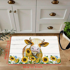 Rustic Sunflower Kitchen Floor Mat Anti Slip Hallway Balcon Polyester Carpet