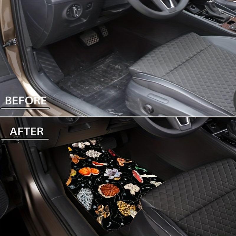 4pcs Plant Print Car Floor Mat Anti Slip All weather Car Protector