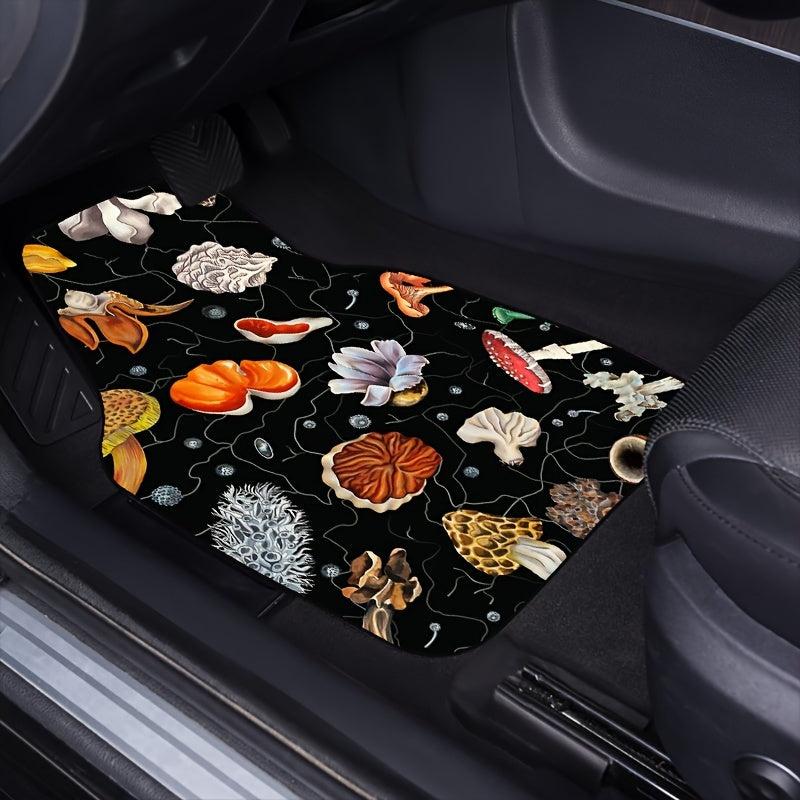 4pcs Plant Print Car Floor Mat Anti Slip All weather Car Protector
