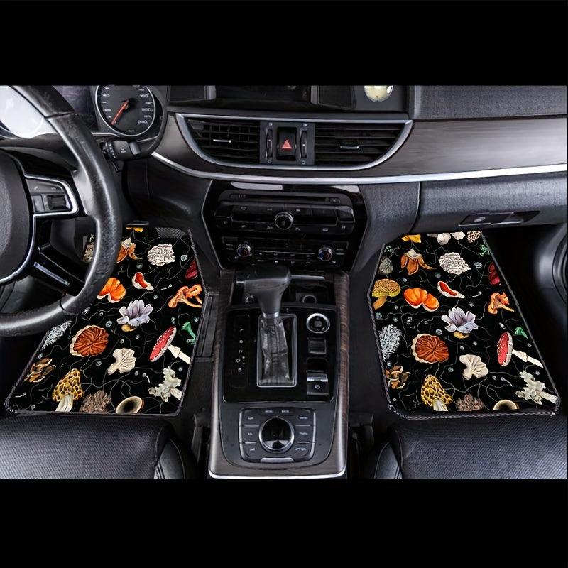 4pcs Plant Print Car Floor Mat Anti Slip All weather Car Protector
