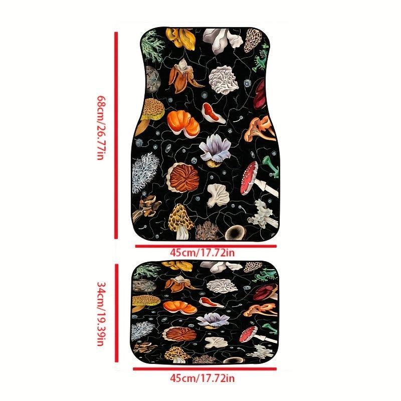4pcs Plant Print Car Floor Mat Anti Slip All weather Car Protector