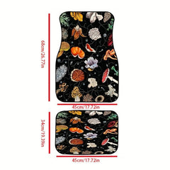 4pcs Plant Print Car Floor Mat Anti Slip All weather Car Protector