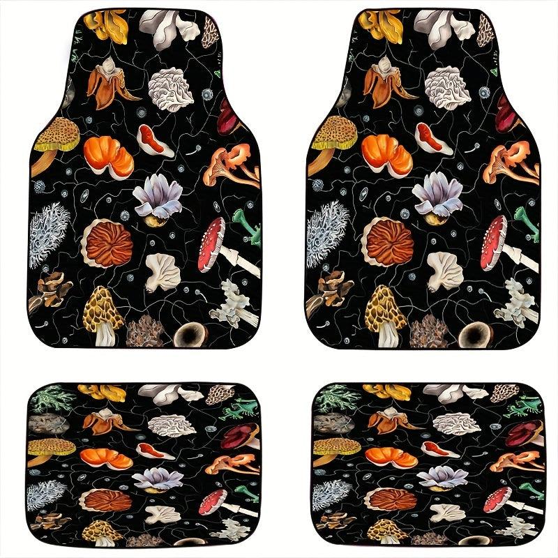 4pcs Plant Print Car Floor Mat Anti Slip All weather Car Protector