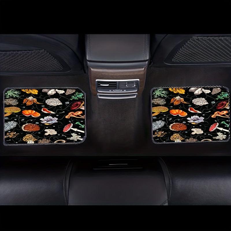 4pcs Plant Print Car Floor Mat Anti Slip All weather Car Protector