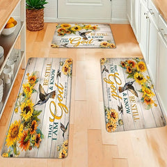 Anti Fatigue Kitchen Mat Sunflowers Rustic Anti Slip Carpet Absorbent Bath Mat