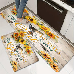 Anti Fatigue Kitchen Mat Sunflowers Rustic Anti Slip Carpet Absorbent Bath Mat