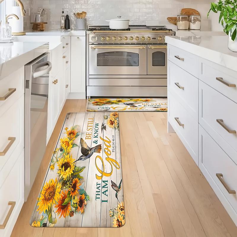 Anti Fatigue Kitchen Mat Sunflowers Rustic Anti Slip Carpet Absorbent Bath Mat