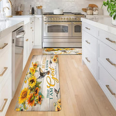 Anti Fatigue Kitchen Mat Sunflowers Rustic Anti Slip Carpet Absorbent Bath Mat