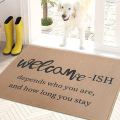Geometric Velvet Doormat - Low Pile Indoor Outdoor Mat