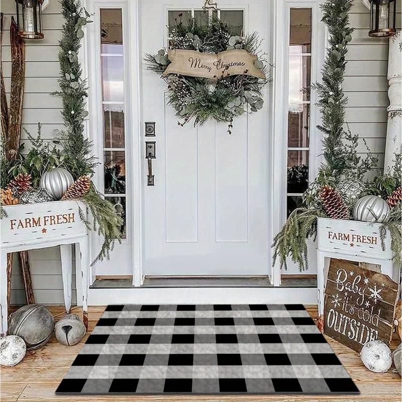 Plaid Loop Velvet Entrance Doormat Dirt resistance Anti fouling Floor Mat