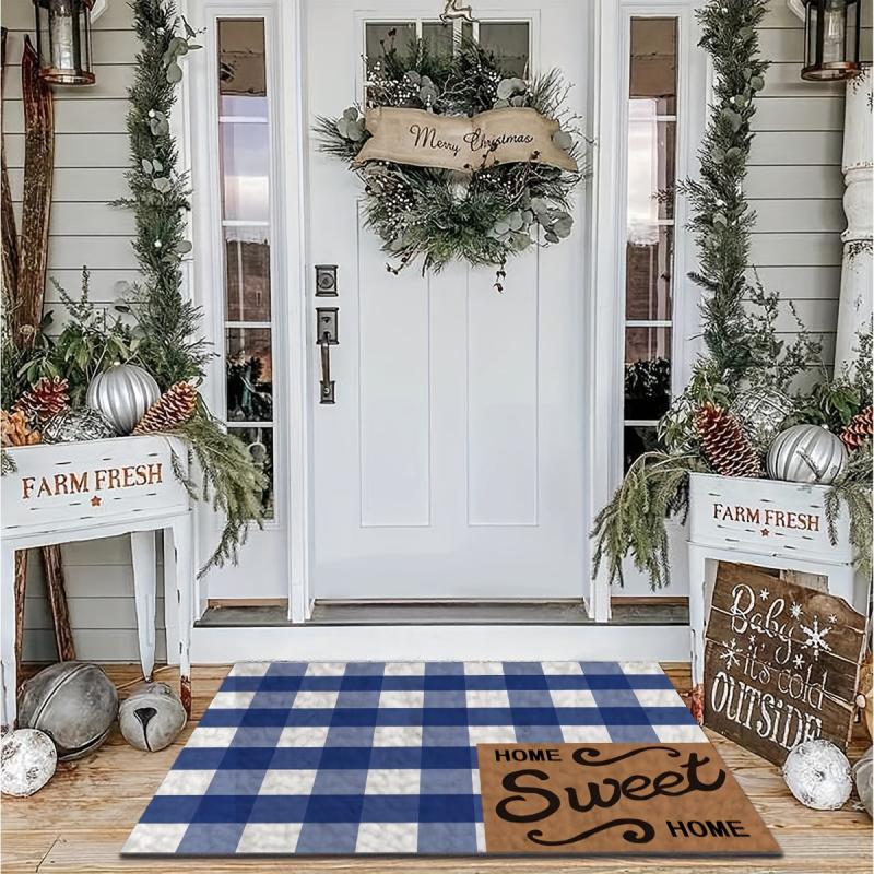 Plaid Loop Velvet Entrance Doormat Dirt resistance Anti fouling Floor Mat