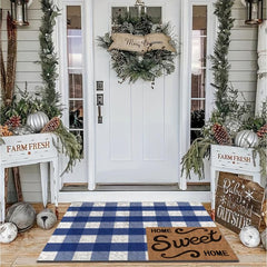 Plaid Loop Velvet Entrance Doormat Dirt resistance Anti fouling Floor Mat