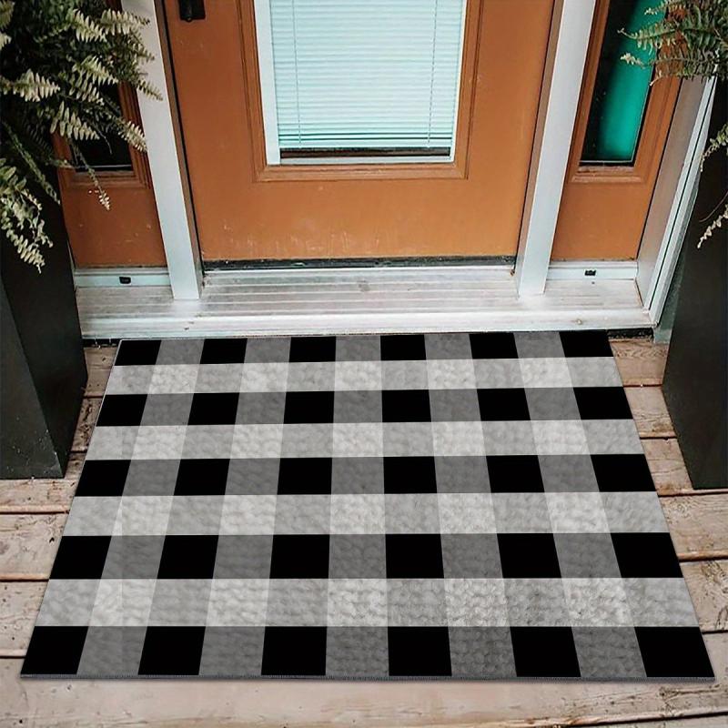 Plaid Loop Velvet Entrance Doormat Dirt resistance Anti fouling Floor Mat