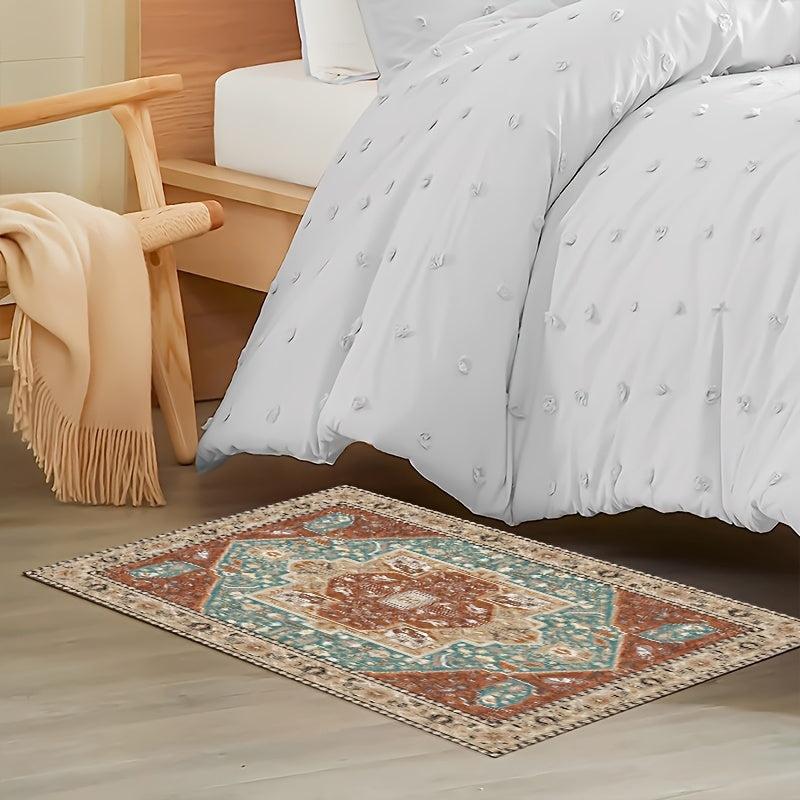 Bohemian Traditional Area Rug Stain Resistant Washable Low Pile Non Slip Rug